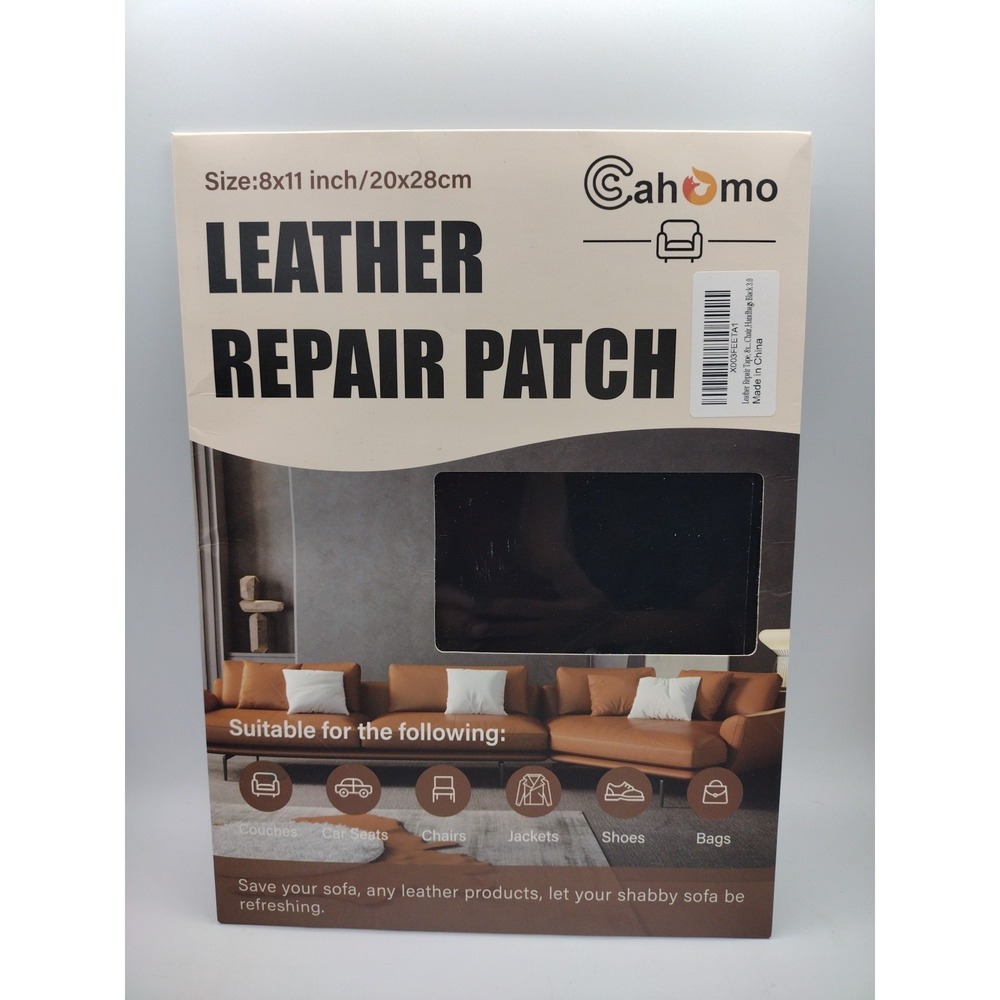 Cahomo Black Leather Repair Kit Self Adhesive 8x11 Sheets 2-Pack for Furniture
